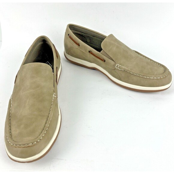 SJB Oakdale Sand Mens Loafers Shoes Slip-on Faux Suede Comfort Boating SZ 12 NEW - Picture 1 of 16